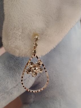 Crystal Teardrop Dangle Earrings in Clear/Silver